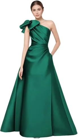 One Shoulder Bow Bridesmaid Dresses for Women Wedding Guest Mother of The Bride Dress Formal Evening Gown XPD11