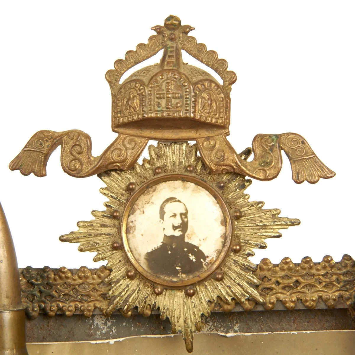 Original German WWI Trench Art Bullet Casing Photo Frame