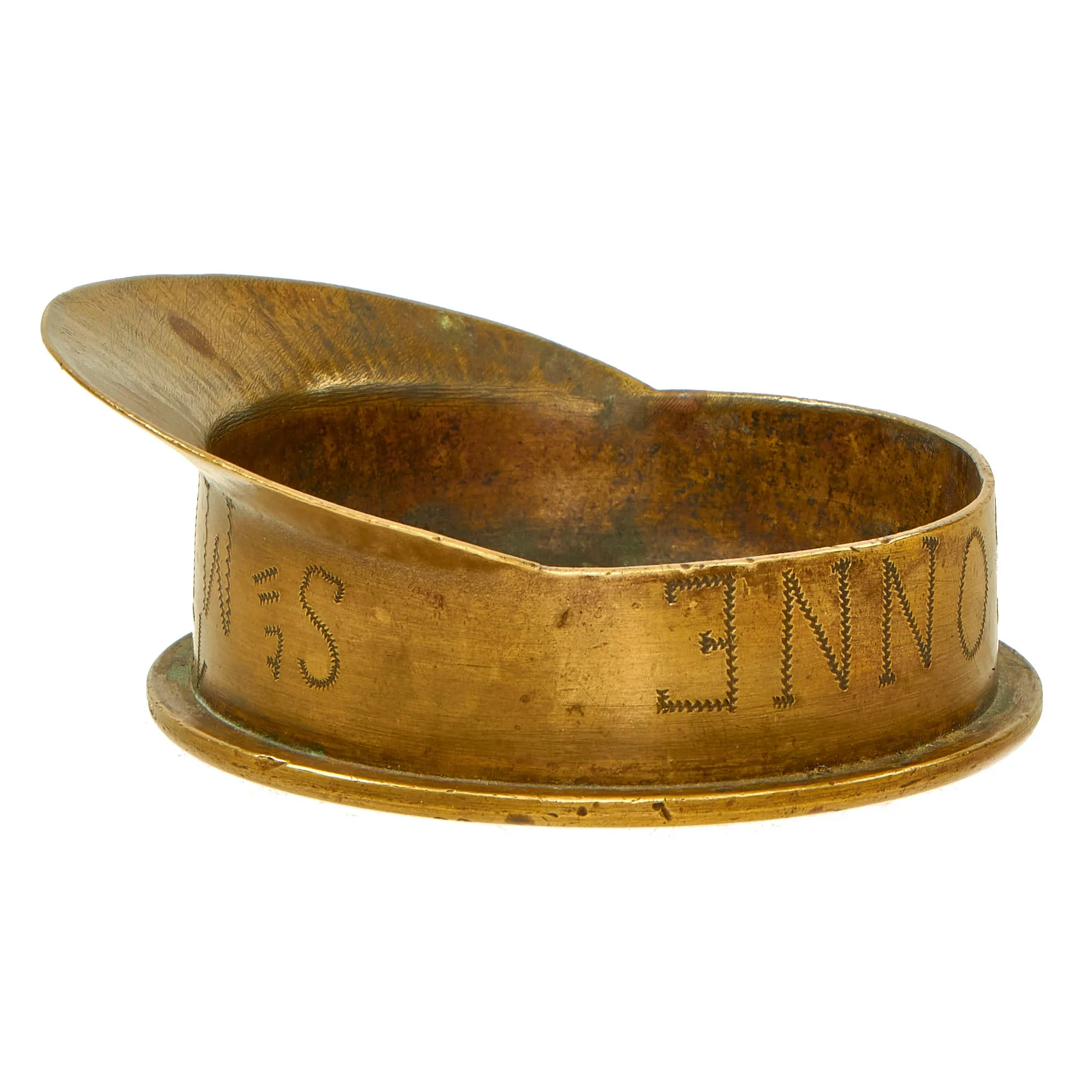 Original German WWI Trench Art Peaked Visor Cap As Featured In The Book “Trench Art, An Illustrated History” by Jane Kimball on Page 173 - “Chateau-Thierry” Engraved