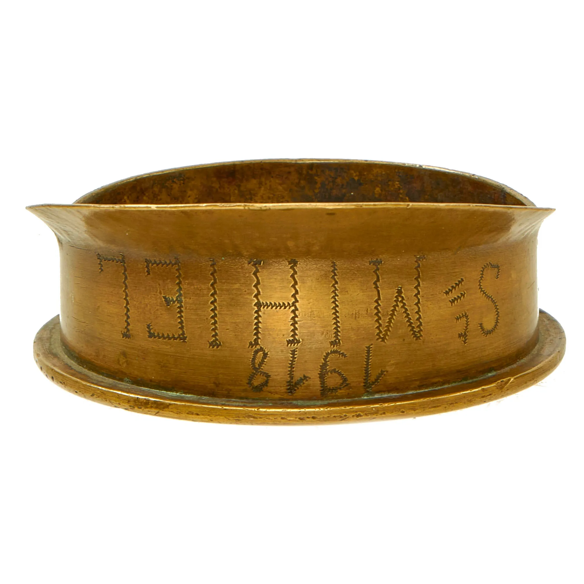 Original German WWI Trench Art Peaked Visor Cap As Featured In The Book “Trench Art, An Illustrated History” by Jane Kimball on Page 173 - “Chateau-Thierry” Engraved
