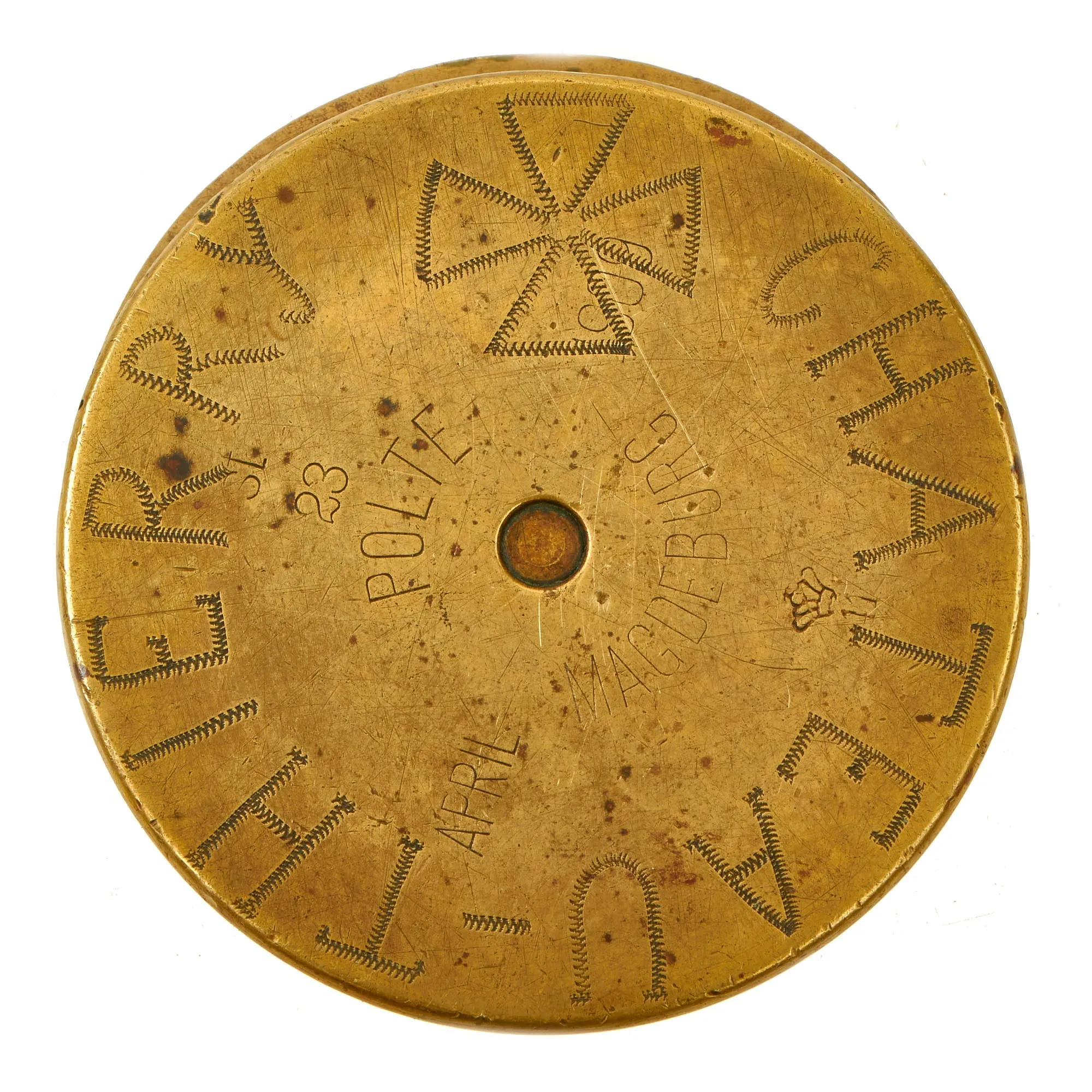 Original German WWI Trench Art Peaked Visor Cap As Featured In The Book “Trench Art, An Illustrated History” by Jane Kimball on Page 173 - “Chateau-Thierry” Engraved