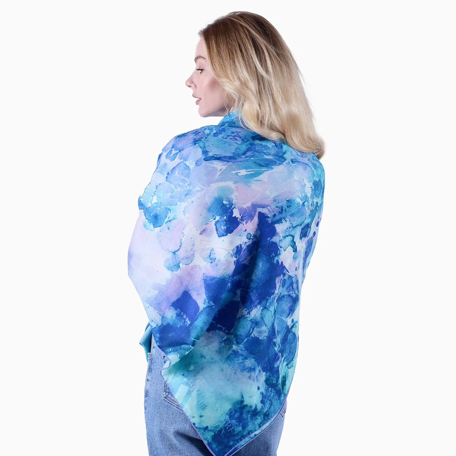 Oversized Peacock Green Silk/Wool Scarf
