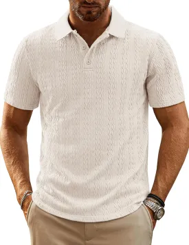 PJ PAUL JONES Mens Polo Shirts Short Sleeve Casual Collared Shirts Textured Stretchy Golf Shirts