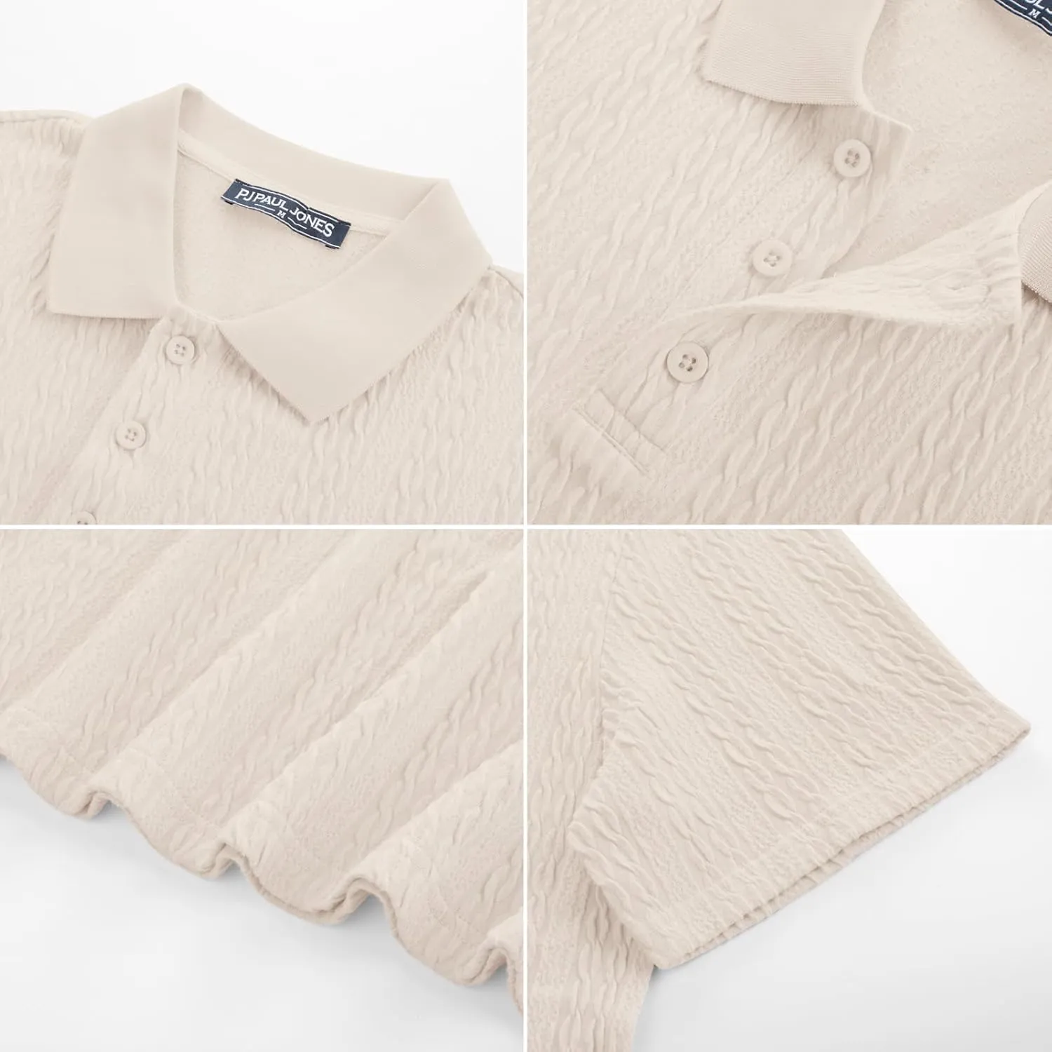 PJ PAUL JONES Mens Polo Shirts Short Sleeve Casual Collared Shirts Textured Stretchy Golf Shirts