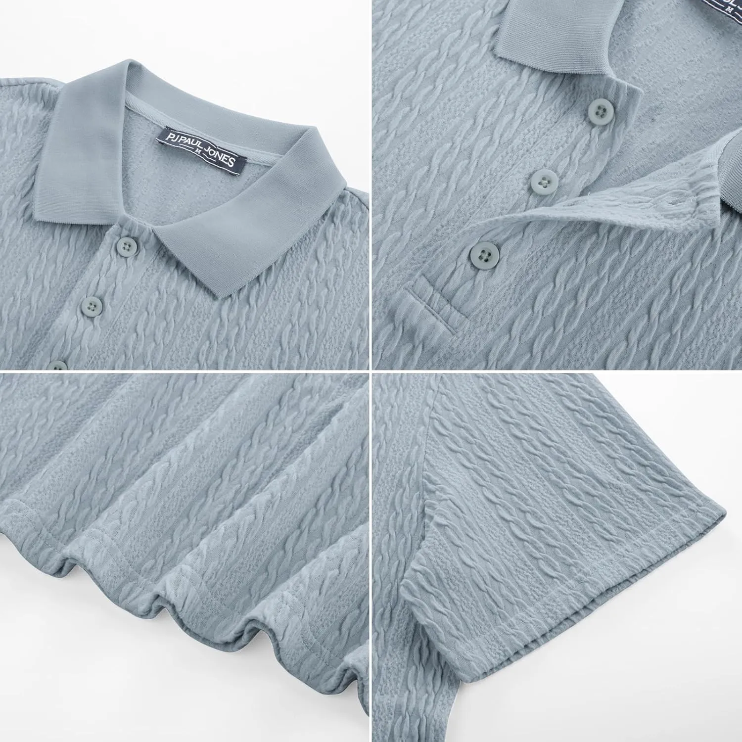 PJ PAUL JONES Mens Polo Shirts Short Sleeve Casual Collared Shirts Textured Stretchy Golf Shirts