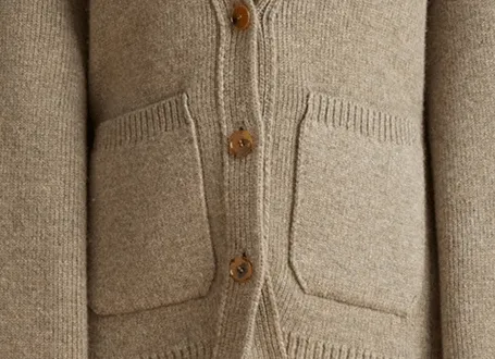 Pre Order:  Ribbed Hem Knit Wool Cardigan