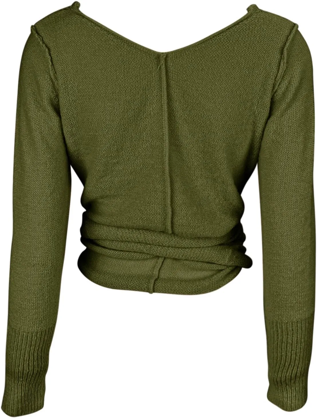 PRETTODAY Women's Wrap Knit Sweater V Neck Tie Front Long Sleeve Casual Pullover Tops