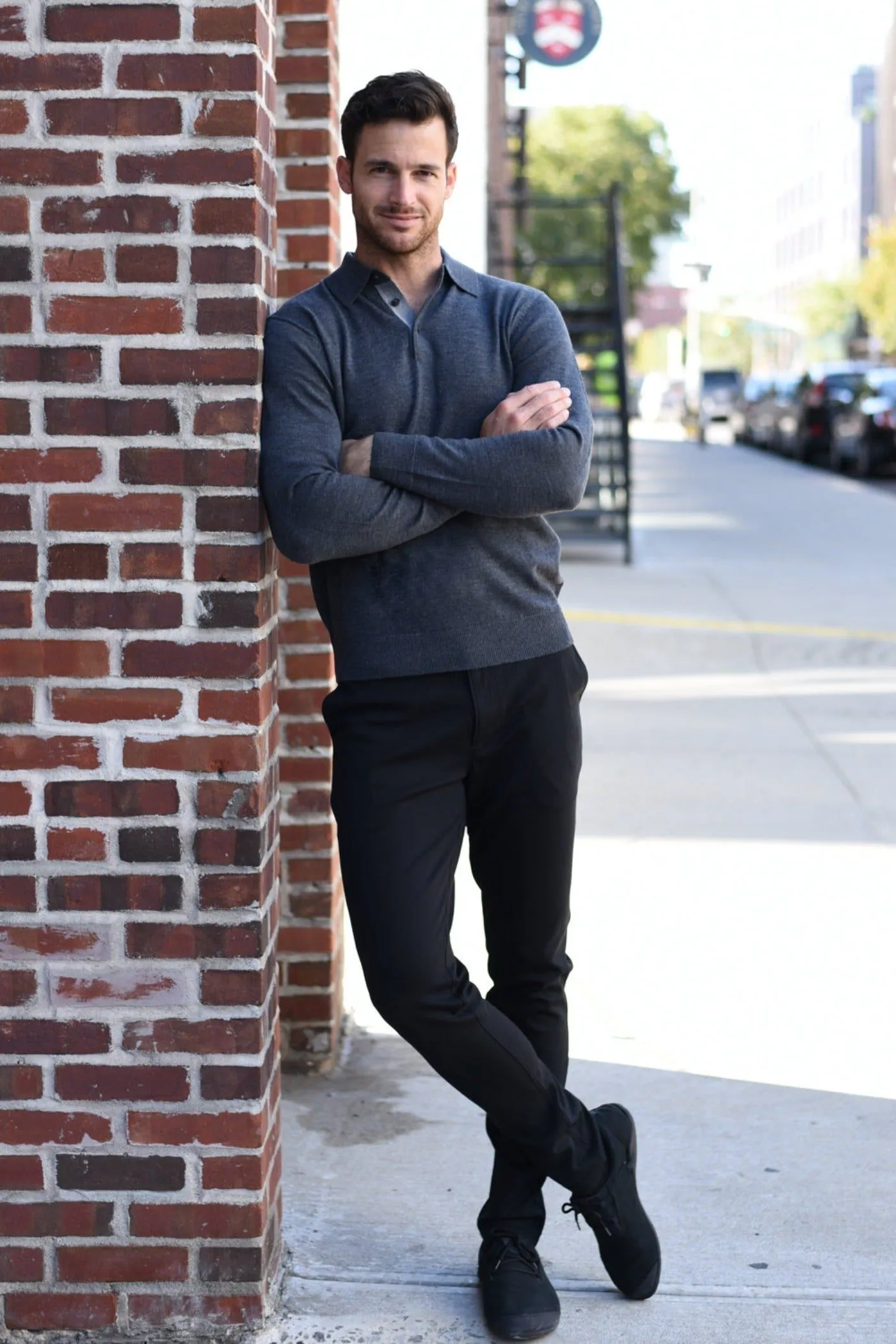 Raffi The Logan Extra Fine Merino Wool Polo HWC19396 | Charcoal