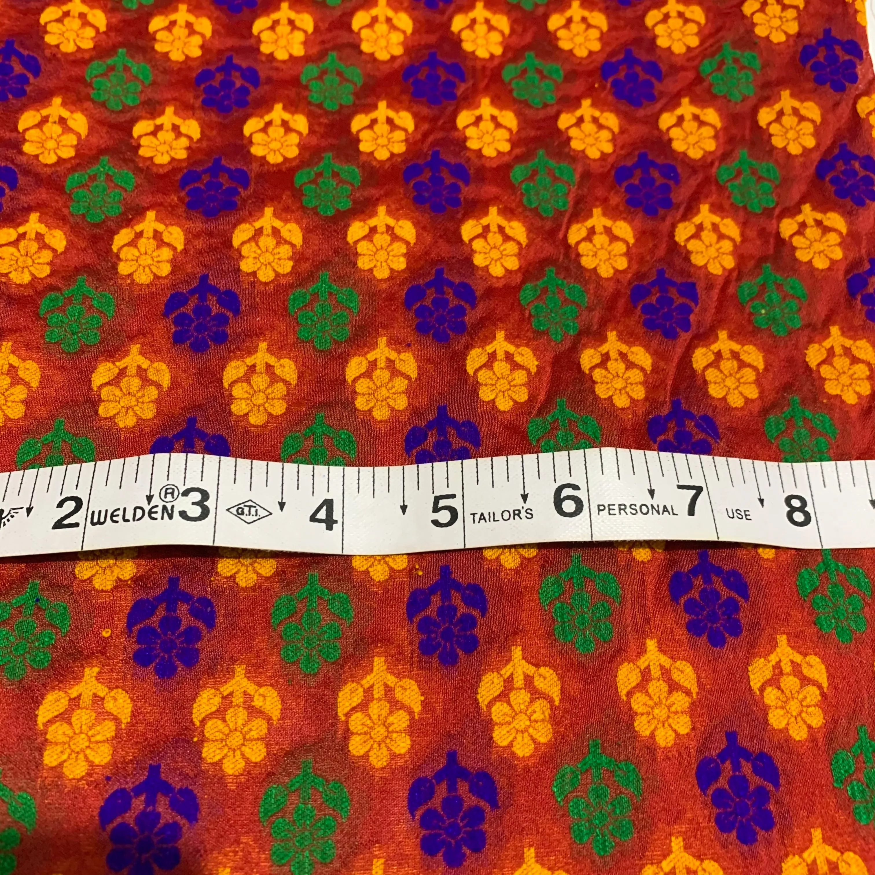 Red Multicolor Floral Jacquard Silk Fabric