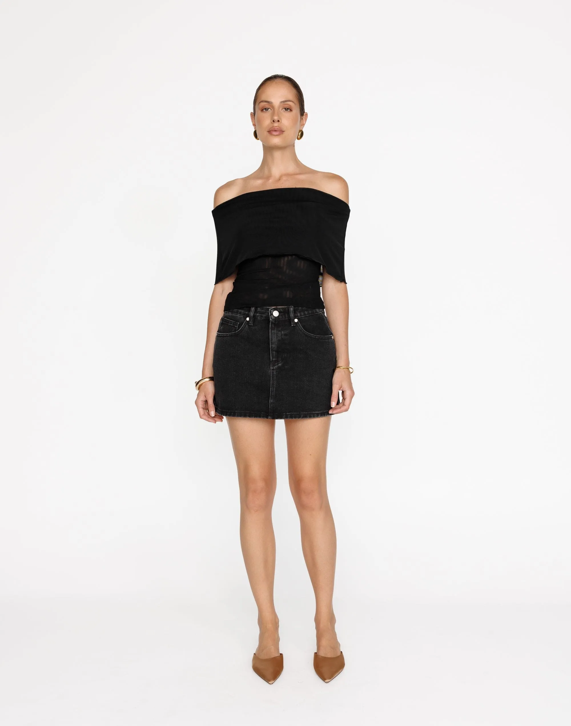 Riri Denim Mini Skirt (Vintage Black)