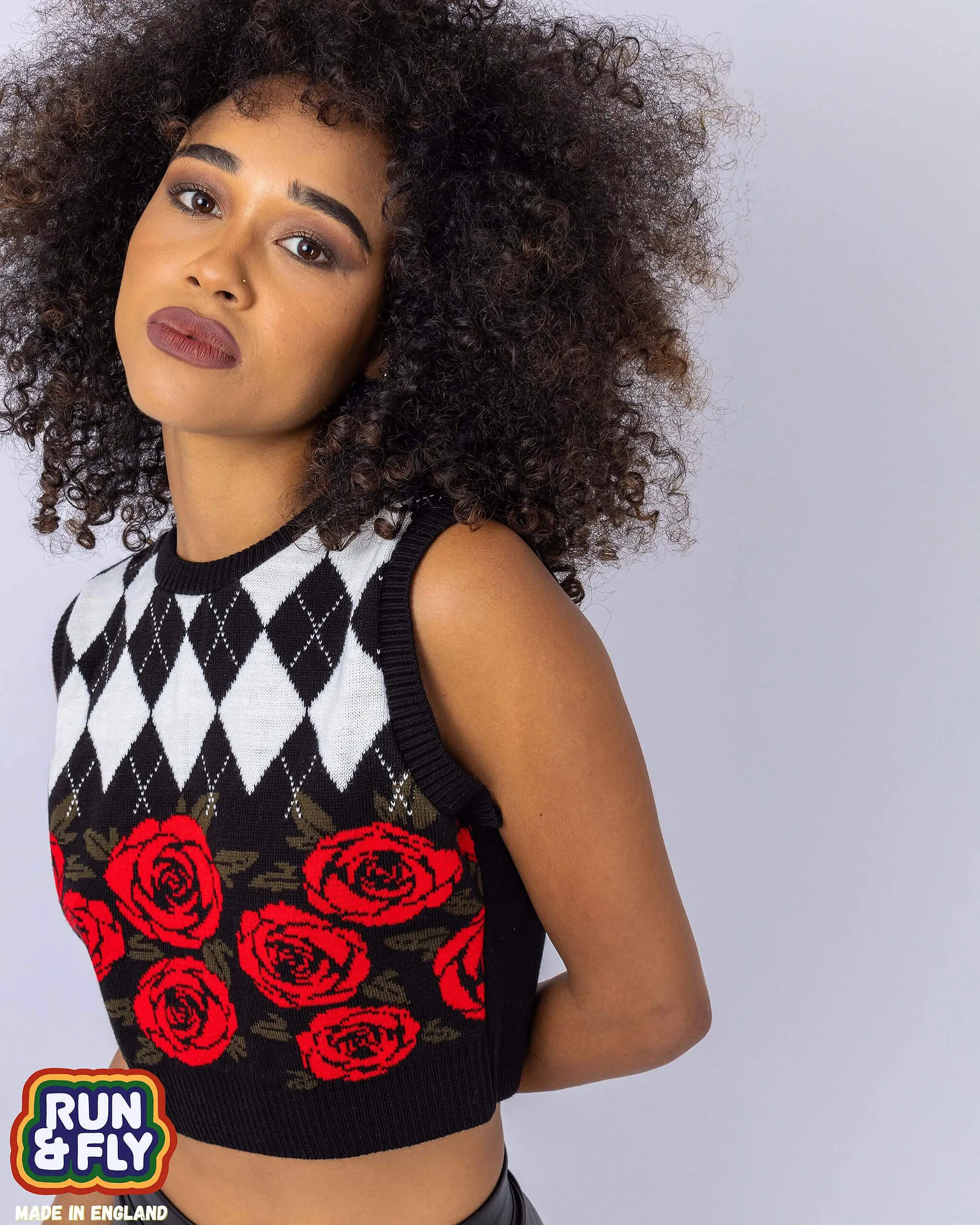 Rose and Argyle Knitted Tank Top