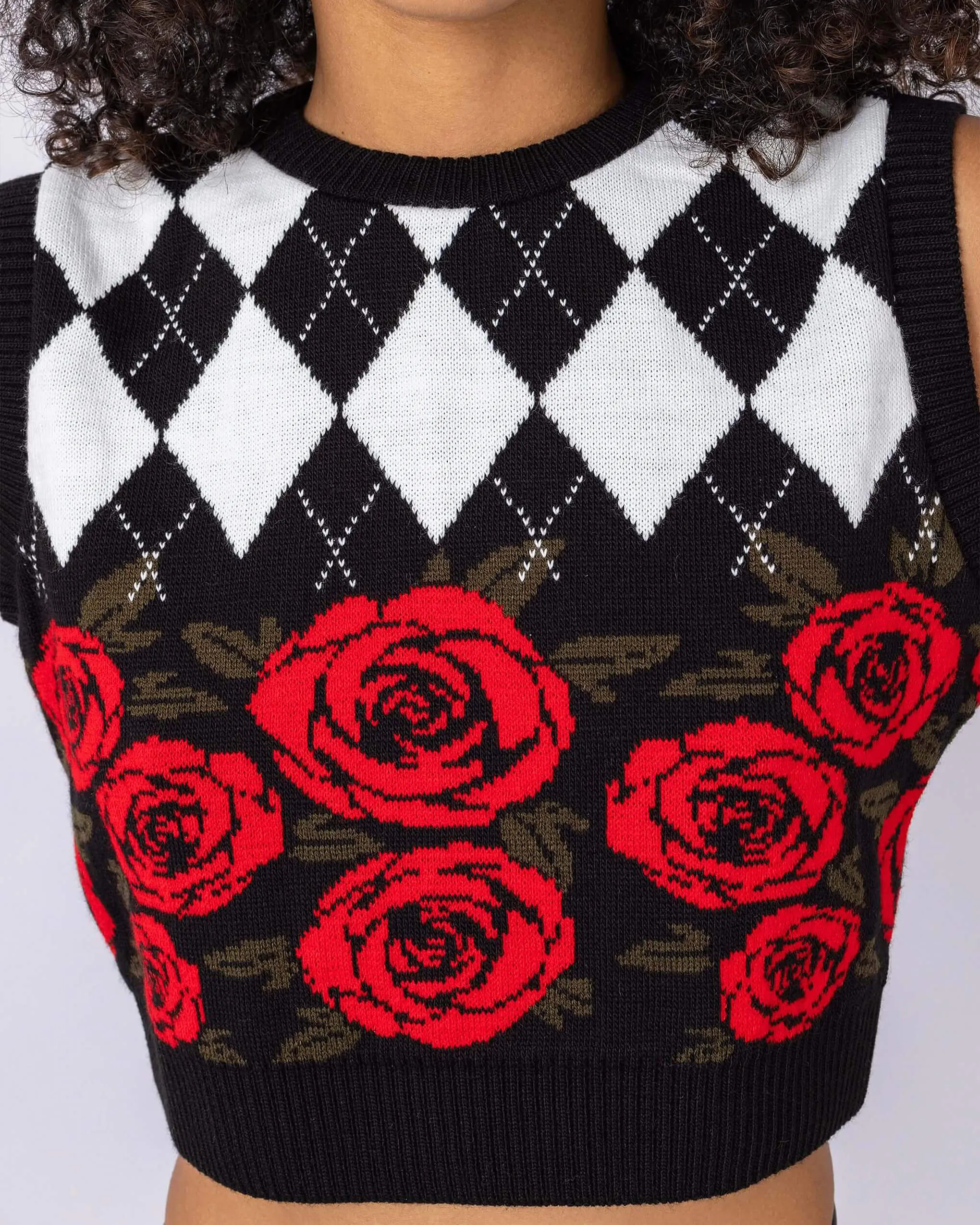 Rose and Argyle Knitted Tank Top