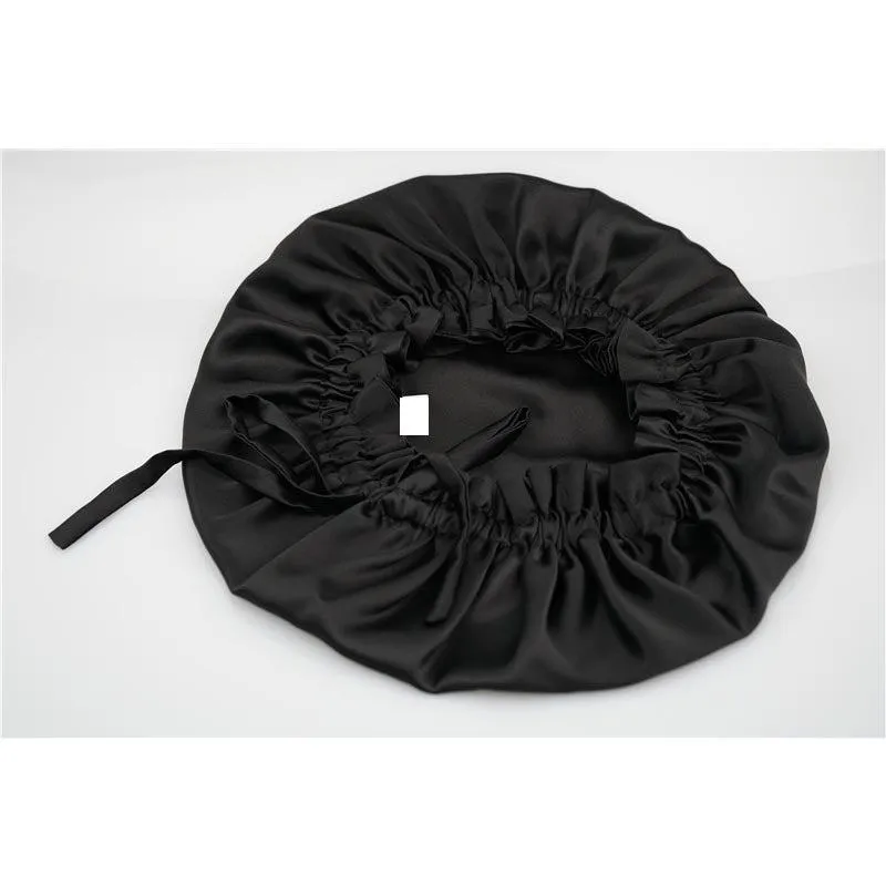 Silk hair cap - Double side - adjustable - black