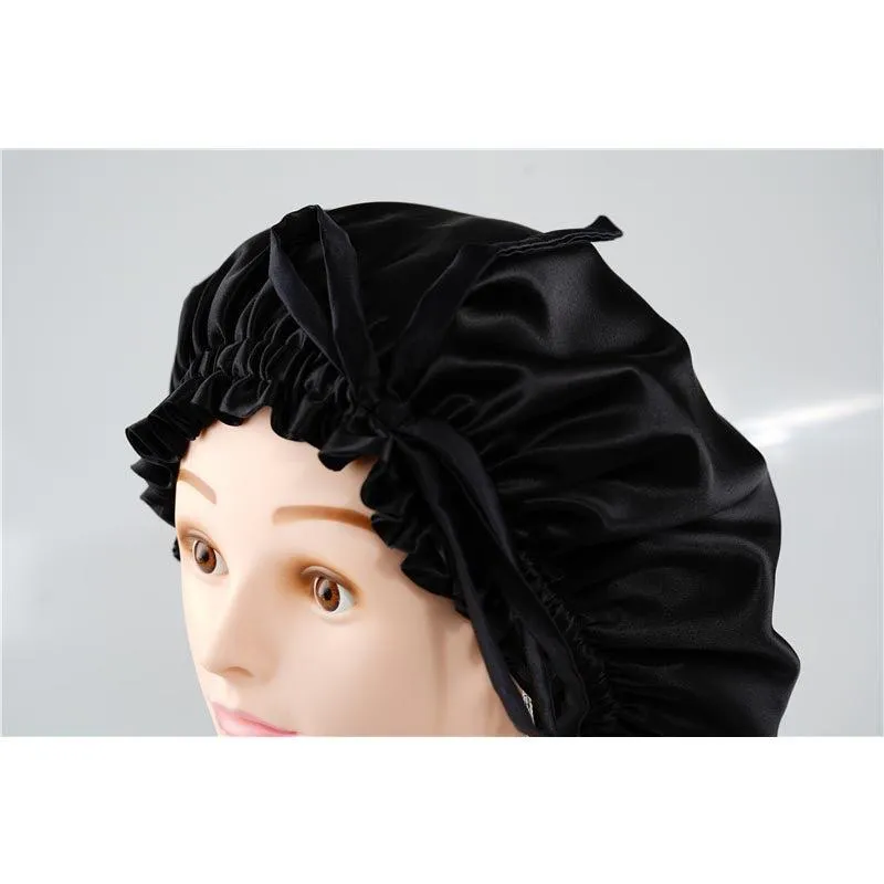 Silk hair cap - Double side - adjustable - black