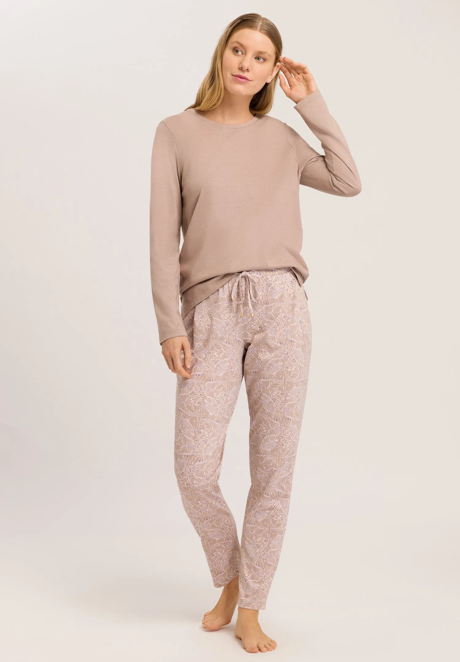 Sleep And Lounge Relaxed Round Neck Top | Mocha 77844-2819