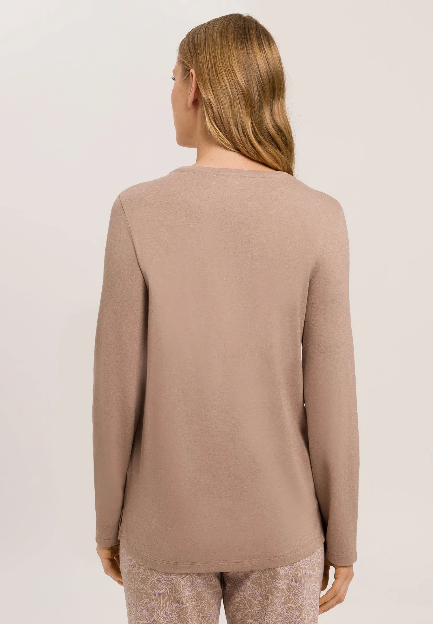 Sleep And Lounge Relaxed Round Neck Top | Mocha 77844-2819
