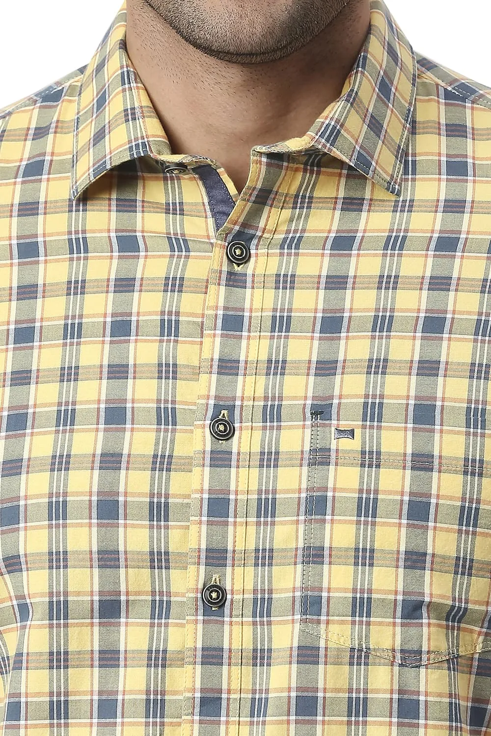 Slim Fit Cotton Oxford Checks Halfsleeves Shirt