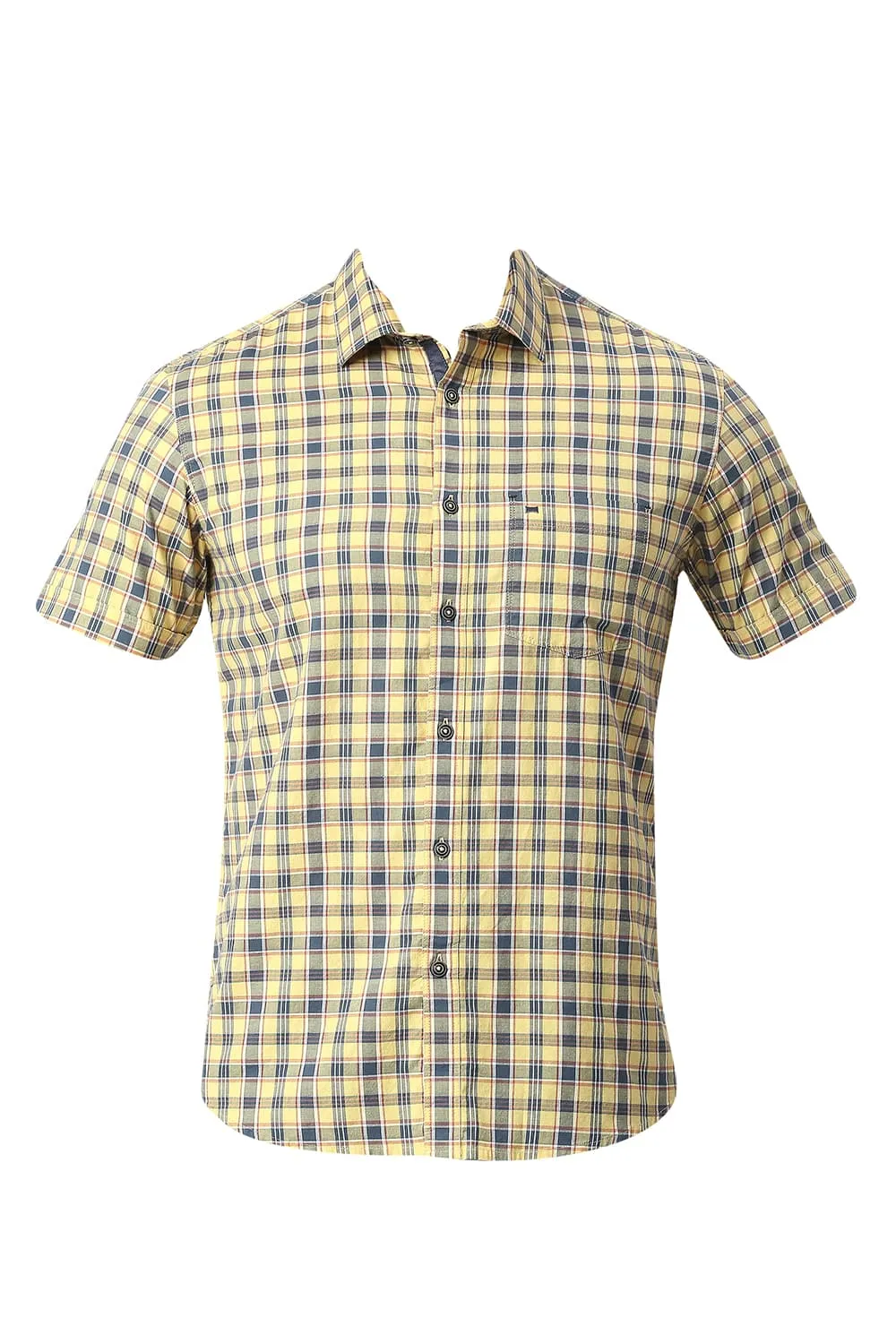 Slim Fit Cotton Oxford Checks Halfsleeves Shirt