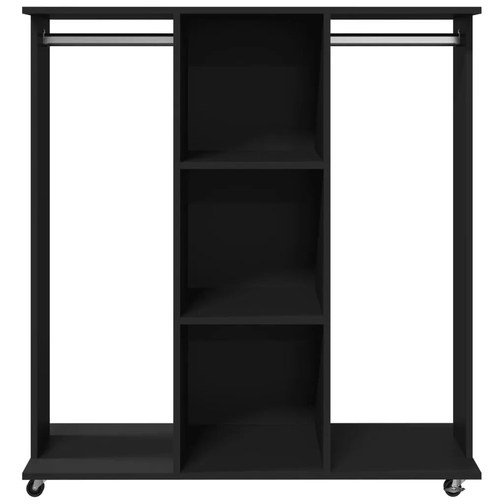 Wardrobe with Wheels Black 102x38x110 cm Engineered Wood