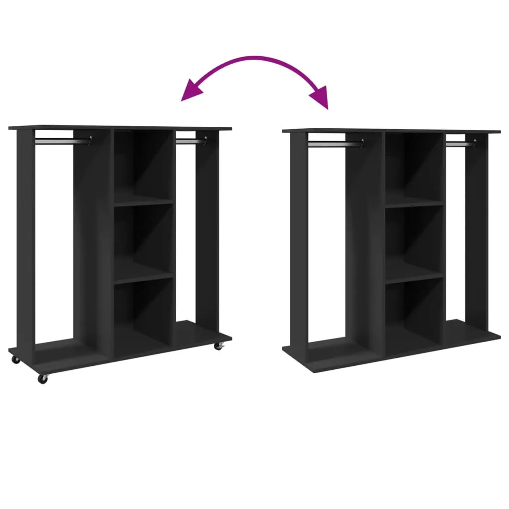 Wardrobe with Wheels Black 102x38x110 cm Engineered Wood
