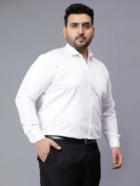 White Solid Cotton Plus Size Shirt