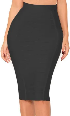 Women's High Waist Wear to Work Pencil Skirt Bandage Bodycon Midi Skirt