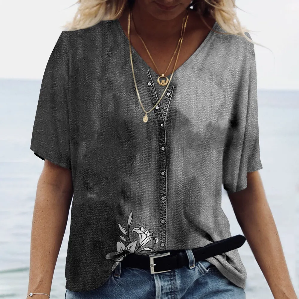 Women's Short V Neck T-Shirts