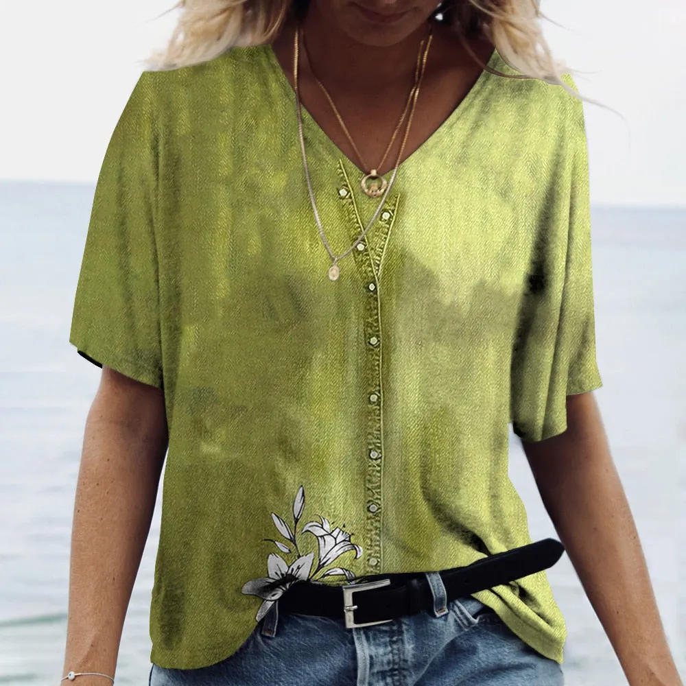 Women's Short V Neck T-Shirts