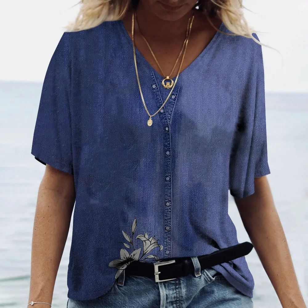 Women's Short V Neck T-Shirts