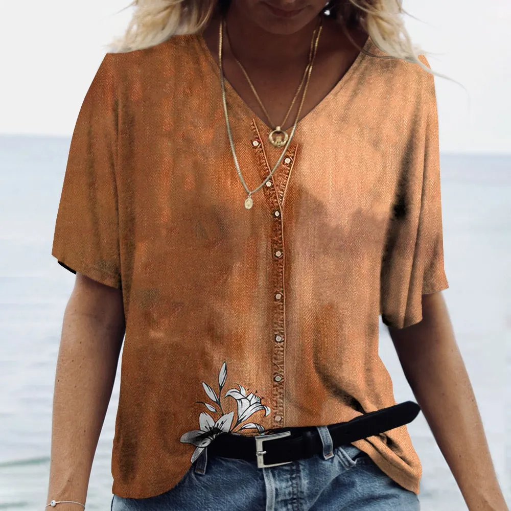 Women's Short V Neck T-Shirts