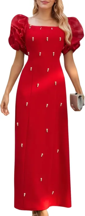 Women's Summer Club & Night Out Dresses Elegant Evening Party Cocktail Sexy Ruched Prom Wedding Guest Maxi Dress