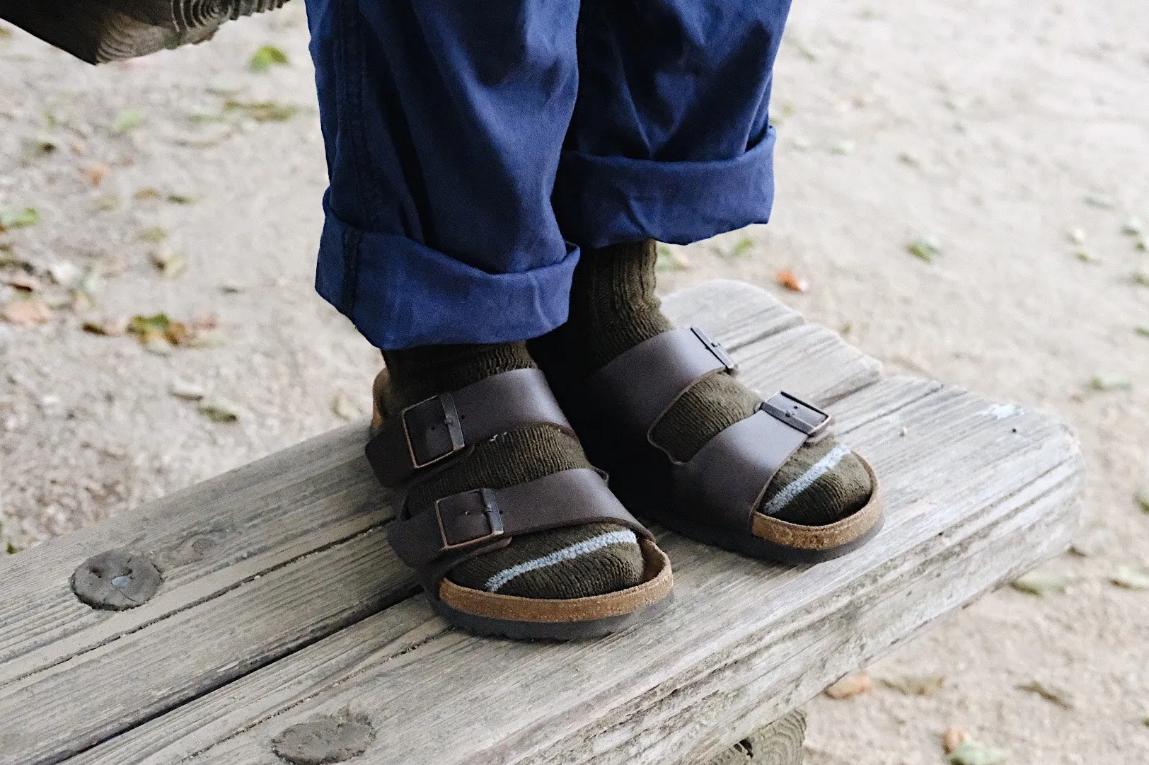 Wool Ribbed Socks in Khaki Green
