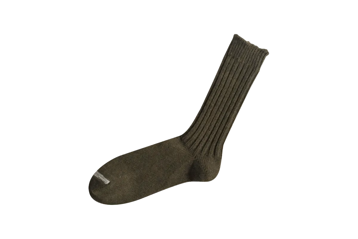 Wool Ribbed Socks in Khaki Green