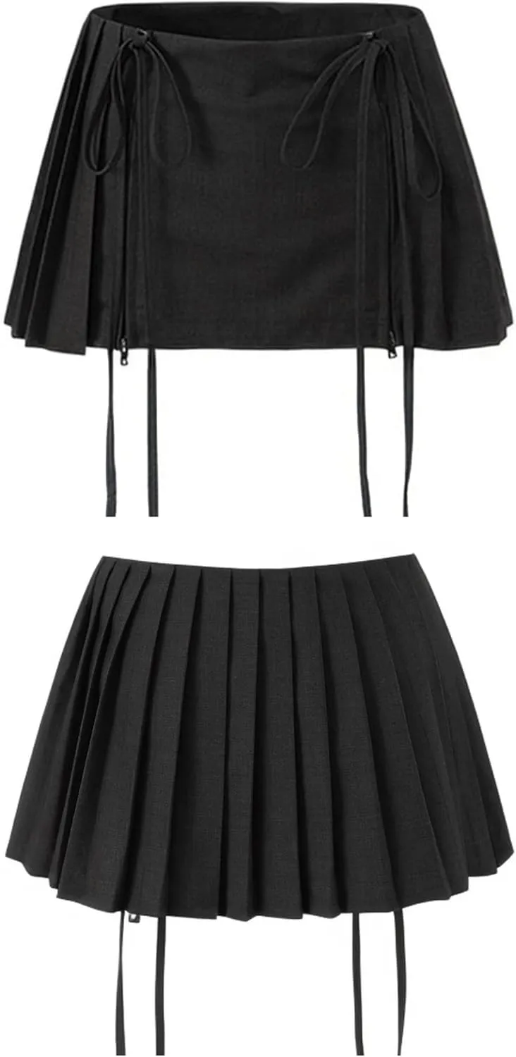 Y2K Skirt Pleated Low Rise Mini Skirt Sexy Preppy Coquette Micro Skirts Rave Skirts for Women